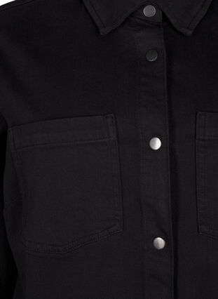 Zizzi Denim shirt met knopen en borstzakken, Black, Packshot image number 2