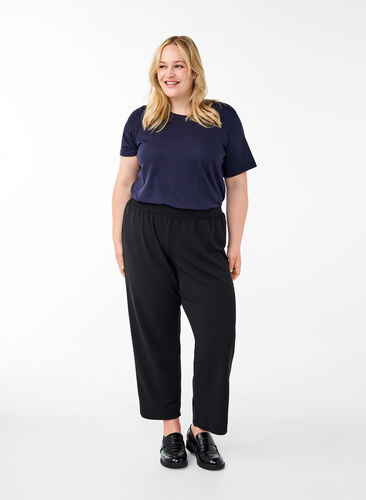 Zizzi FLASH - Broek met rechte pasvorm, Black, Model image number 0