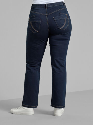 Zizzi Regular fit Gemma jeans met hoge taille, Blue denim, Model image number 1