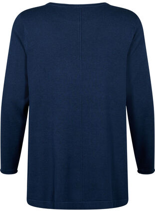 Zizzi Gebreide blouse gemaakt van katoen en viscose., Dress Blues, Packshot image number 1