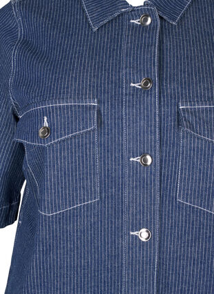 Zizzi Krijtstreep spijkerjurk met borstzakken, Blue Denim Stripe, Packshot image number 2