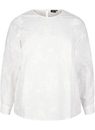 Blouse met lange mouwen en borduurwerk, Bright White