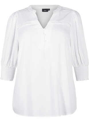 Zizzi Viscose blouse met smok en ruches, Bright White, Packshot image number 0