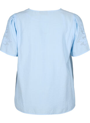 Zizzi Viscose blouse met korte mouwen en borduursel, Chambray Blue, Packshot image number 1