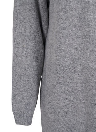 Zizzi Lange gebreide kleding vest met zakken, Medium Grey Melange, Packshot image number 3