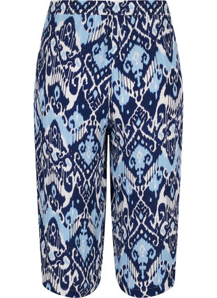 Zizzi Viscose culotte broek met print, Blue Ethnic AOP, Packshot image number 1