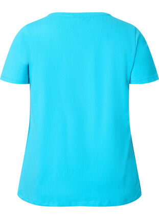 Zizzi Basic t-shirt in effen kleur met katoen, Blue Atoll, Packshot image number 1