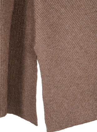 Zizzi Gemêleerde pullover met zijsplit, Walnut/White Mel., Packshot image number 3