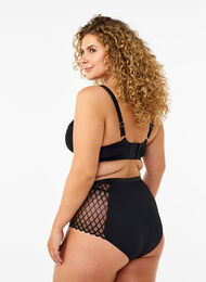 Slipje met mesh-detail en normale taille, Black, Model