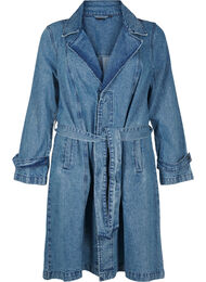 Denim trenchcoat met riem, Blue Denim, Packshot