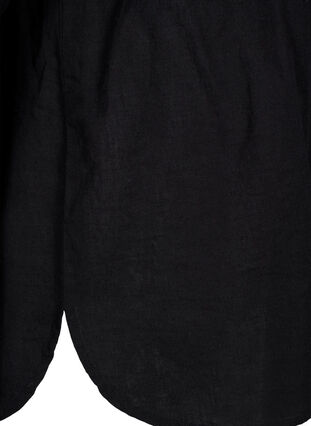 Zizzi Shirt blouse met knoopsluiting van katoen-linnenmix, Black, Packshot image number 3