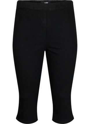 Zizzi FLASH - denim capri broek met hoge taille en slanke pasvorm, Black, Packshot image number 0