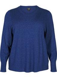 FLASH - Gebreide blouse met ronde hals, Estate Blue Mel.