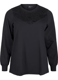 Sweatshirt met kanten details, Black