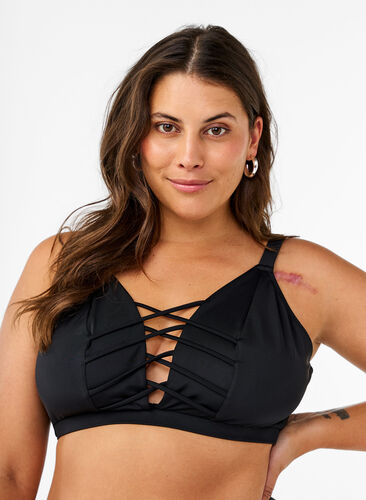 Zizzi Bikinitop met stringdetail, Black, Model image number 0