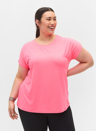 Zizzi Effen sportshirt, Neon pink, Model image number 0