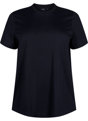 Zizzi Basic katoenen T-shirt met ronde hals, Black, Packshot image number 0