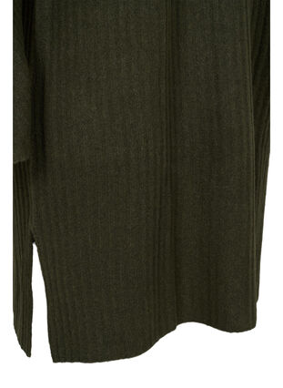 Zizzi Ribbed Knit Dress met col, Forest Night Mel., Packshot image number 3