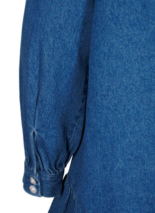 Zizzi Denim jurk met ruches en A-lijn, Blue Denim, Packshot image number 4