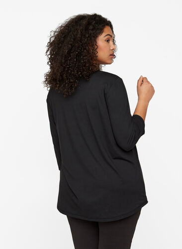 Zizzi Training blouse met 3/4 mouwen, Black, Model image number 1