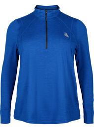 Sport shirt met rits, S. Blue / Black Mel.