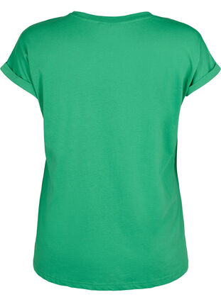 Zizzi T-shirt met korte mouwen van katoenmix, Kelly Green, Packshot image number 1