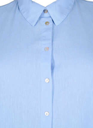 Zizzi Lang shirt van katoenmix met linnen, Serenity, Packshot image number 2