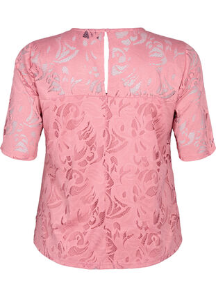 Zizzi Kanten blouse met korte mouwen, Dusty Rose, Packshot image number 1