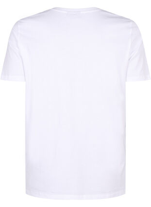 Zizzi T-shirt van biologisch katoen met strikdetail, Bright White, Packshot image number 1