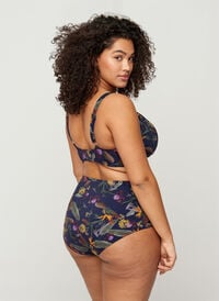 Bikinibroekje met hoge taille en bloemenprint, Night Sky Flower, Model