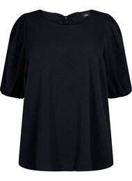 Blouse met korte mouwen en een strik op de rug, Black