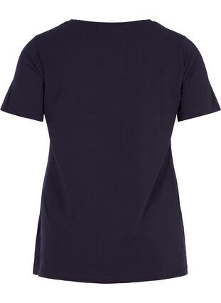 Zizzi Basic t-shirt in effen kleur met katoen, Night Sky, Packshot image number 1