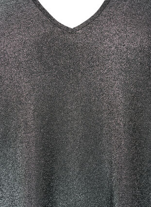 Zizzi Glitter blouse met 3/4 mouwen, Black Silver , Packshot image number 2