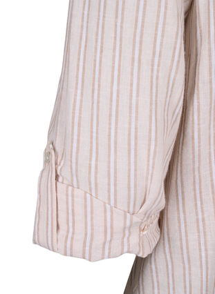 Zizzi Shirtblouse met knoopsluiting van katoen-linnenmix, Sandshell White, Packshot image number 4
