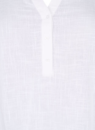 Zizzi Blouse van katoen met v-hals, Bright White, Packshot image number 2