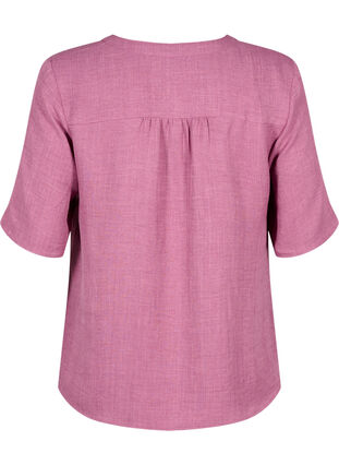 Zizzi Overhemd blouse met V-hals en korte mouwen, Bordeaux, Packshot image number 1