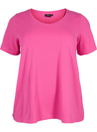 Effen basic T-shirt van katoen, Raspberry Rose