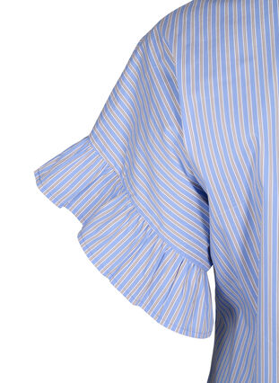 Zizzi Gestreepte blouse met peplum en ruches, Blue Stripe, Packshot image number 3