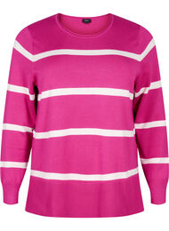 Gebreide viscose blouse met strepen, Fuchsia Red Comb