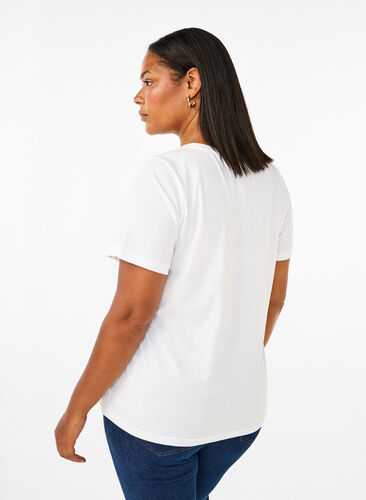 Zizzi FLASH - T-shirt met motief, Bright White Flower, Model image number 1