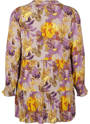 Zizzi Tuniek met lange mouwen en bloemenprint, Purple Flower, Packshot image number 1