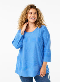 Blouse met driekwartmouwen en een gestreept patroon, Princess Blue Mel., Model