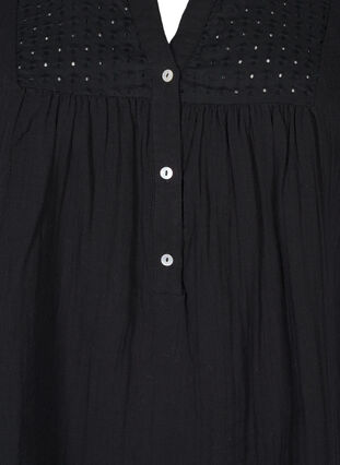 Zizzi Katoenen blouse met broderie anglaise en 3/4 mouwen, Black, Packshot image number 2