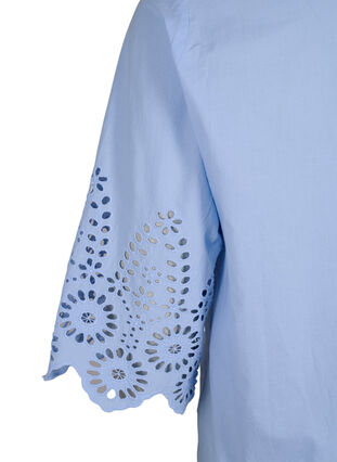 Zizzi Shirt blouse met broderie anglaise en 3/4-mouwen, Serenity, Packshot image number 3