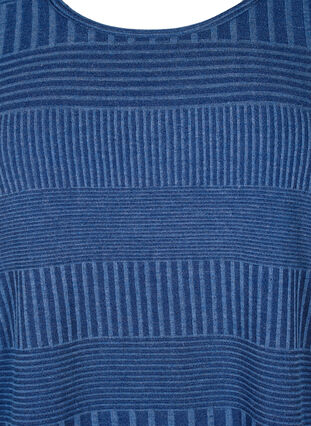 Zizzi Blouse met driekwartmouwen en een gestreept patroon, Estate Blue Melange, Packshot image number 2