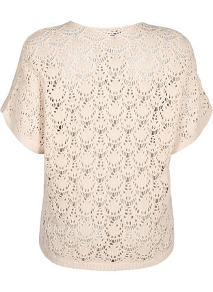 Zizzi Gebreide blouse met korte vleermuismouwen, Sandshell, Packshot image number 1