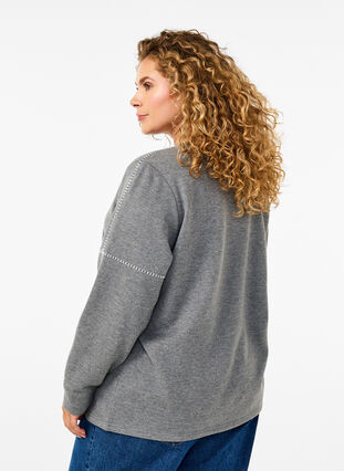 Zizzi Sweatshirt met contrasterende stiksels, Medium Grey Mél, Model image number 1