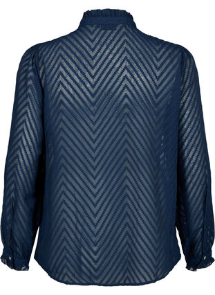 Zizzi Shirtblouse met ruches en gedessineerde textuur, Navy Blazer, Packshot image number 1