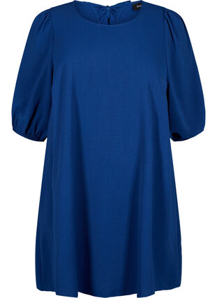Zizzi Korte jurk met strik op de rug, Estate Blue, Packshot image number 0