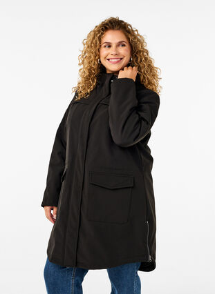 Zizzi Waterafstotende softshell-jas met gewatteerde voering, Black, Model image number 0